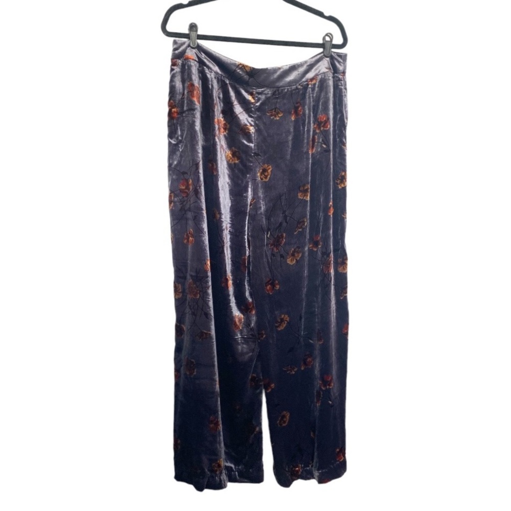 Anthropologie ett:twa Jessie Velvet Floral Wide Leg Pants Gray Sz Large Boho - Picture 10 of 13